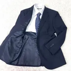 極美品 スチュワートケント シャドーストライプ ヘリンボーン スーツ ネイビーのサムネイル