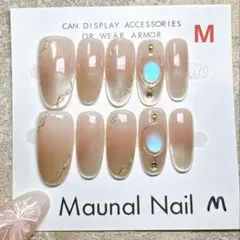 E029 Mサイズ　ハンドメイド　ネイルチップ　ミディアムオーバル