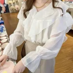 新品　amebleciel ラッフルシアーブラウスのサムネイル