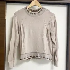 【匿名配送】 ニット トップス ベージュ M相当 長袖