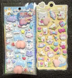 【新品】ぷっくりおしり立体シール 2枚セット ♡ ねこ＆くま