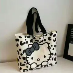 ハローキティ ヒョウ柄 トートバッグ ブラック エコバッグ マザーズバッグ