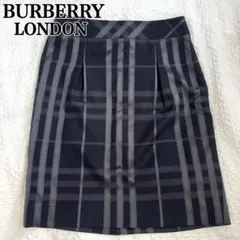 BURBERRY スカート 38 シャドウチェック ブラック グレー シルク混のサムネイル