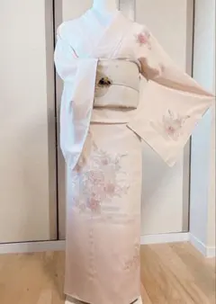 総刺繍 訪問着 スワトウ刺繍 刺繍 華紋 鳳凰 唐花模様 着物 061b