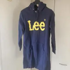 Lee フード付きネイビー 裏起毛ワンピース