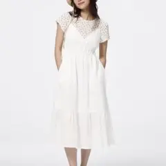 【新品】GU ホワイト テクスチャーキャミソールワンピース Sサイズ