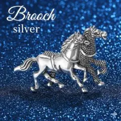 ブローチ　開運　金運　シルバー　躍動　飛躍　アンティーク　ヴィンテージ　2頭　馬
