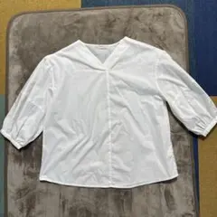 earth music&ecology ホワイト五分袖ブラウス