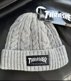 スラッシャー　キッズ　ニットキャップ　ジュニア　THRASHER　グレー　新品