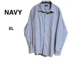 NAVY　メンズカジュアルシャツ　XLサイズ　グレー　オーバーサイズのサムネイル