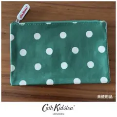 新品♡Cath Kidston♡フラットポーチ♡ドット柄♡グリーン×白♡廃盤品