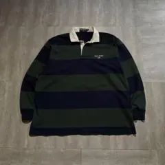 90s POLO SPORT 刺繍 オーバーサイズ ラガーシャツ 紺緑 ボーダー