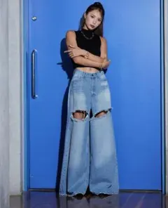 【新品タグ付き】 ALENCYアレンシー ワイドデニム ワイドパンツ ブルー S 2025年最新】alency デニムの人気アイテム - メルカリ