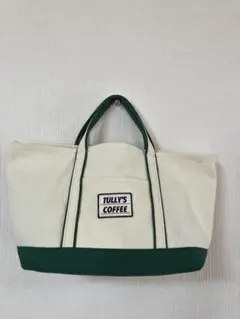 TULLY'S COFFEE トートバッグ アイボリー/グリーン