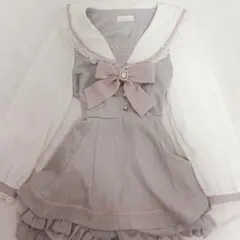 リズリサ LIZLISA セーラーカラーセットアップ グレー
