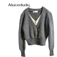 Alucedudu ニットカーディガン ギャル重ね着デート