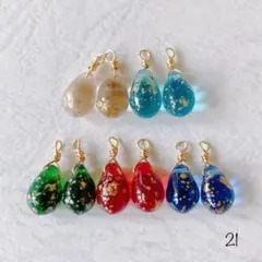 21 チェコドロップビーズ ゴールド箔