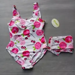 フルーツ柄ワンピース水着　パレオ付き　未使用　タグ付き　匿名配送