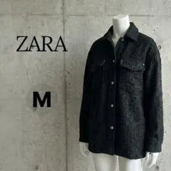ZARA ツイードジャケット M 黒 シャツジャケット アウター オーバーサイズ