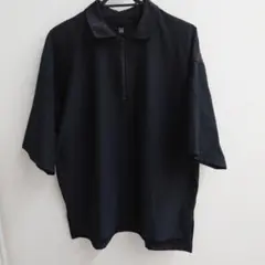 MUJI Labo ジップアップ ポロシャツ ブラック M