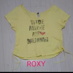 ROXY 半袖 Tシャツ イエロー ロゴプリント ドロスト仕様のサムネイル