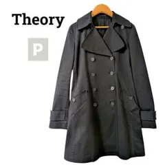 セオリー トレンチコート スプリングコート ミドル丈 ベルト付 黒 春 通勤