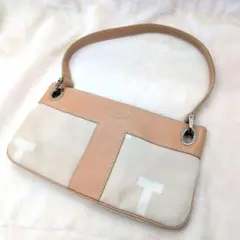 TOD'S トッズ アクセサリーポーチ ベージュ レザー ワンショルダー　ロゴ