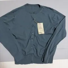 最終！新品タグ付き無印良品UVカットクルーネックカーディガンSスモーキーグリーン