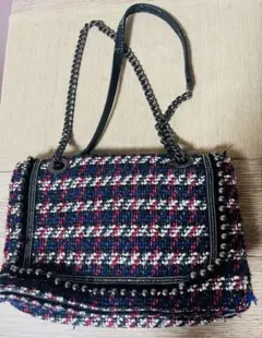 ZARA ツイードショルダーバッグ チェーンストラップ