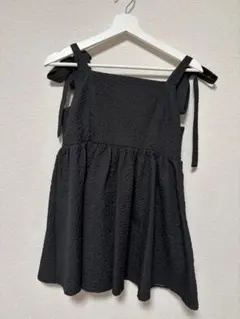 【美品】ノースリーブ トップス ブラック リボンショルダーのサムネイル