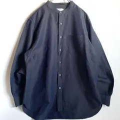 UNIQLO リネンコットンスタンドカラーシャツ（長袖）　ネイビー　XL 美品