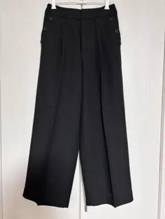 groveワイドパンツ　M ブラック　ストライプ　美品