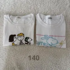 スヌーピー　半袖Tシャツ　刺繍　プリント　2枚まとめ売り　女の子　140㎝
