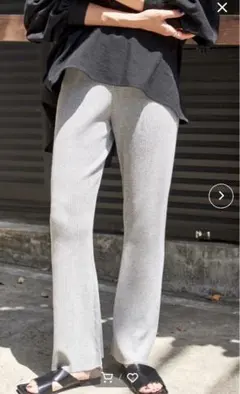 新品タグ付き★レーヨンナイロンリブニットパンツ　グレー　●のサムネイル