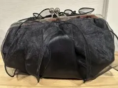 パーティーバッグ がま口 黒 フリル