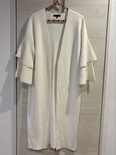 rienda リエンダ　春　ロングカーディガン　フリル　ホワイト