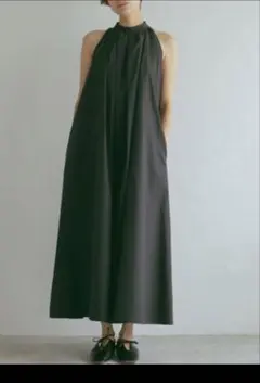 Chaos ジャーナリーマキシ丈キャミワンピース 黒 F ボリューム 裏地あり Chaos ジャーナリーマキシ丈キャミワンピース 黒 F ボリューム 裏地