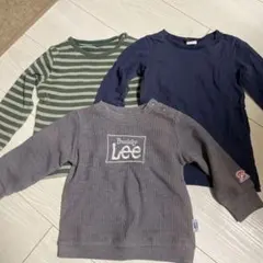 長袖カットソーセット グレー緑ストライプ ネイビー　3枚セット