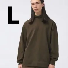 【UNIQLO U】 ブラッシュドモックネックTシャツ ダークブラウン L