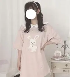 Honey Cinnamon 丸衿ハニーアップリケTシャツ　ピンクのサムネイル