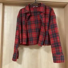 SANFU 赤黒チェック クロップドジャケット
