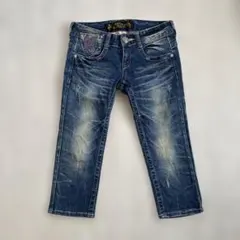 RED PEEPER 刺繍入りダークブルーデニムパンツ