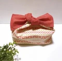 リボンで結ぶお弁当袋　ちょっと小さめサイズ　あづま袋風　ハンドメイド