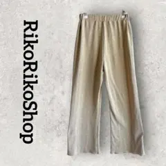 フレアパンツ イージーパンツ ワイドパンツ ウエストゴム (F) ベージュ