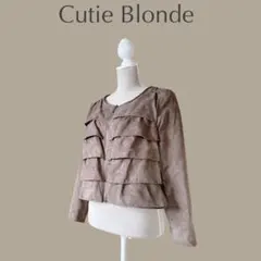 【キューティーブロンド】L　ダークブラウン　スウェード調ソフトジャケット　フリル
