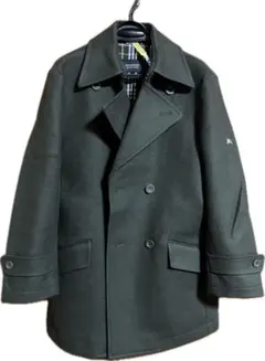 BURBERRY BLACK LABEL ダークグリーン ウール ピーコート