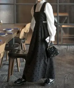 【オケージョン対応】 フロッキードットマルチウェイジャンパースカート