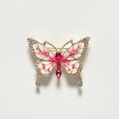 |◤ブローチ◢|✨新品✨　バタフライ　ピンク　ラグジュアリー　蝶　ラインストーン