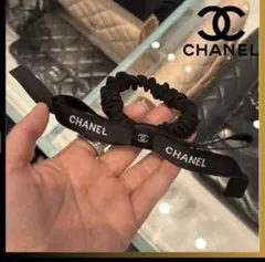 CHANEL ヘアゴム シュシュ リボン ブラック ピンク - メルカリ