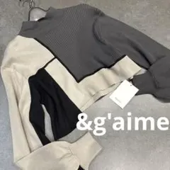 &g'aime新品 リブミックスバイカラーハイネックニットトップス